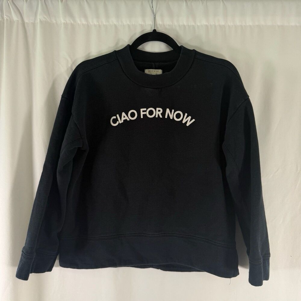 Miles by Madewell Sweater Women's Medium Black Ciao for Now Pullover Crew Neck